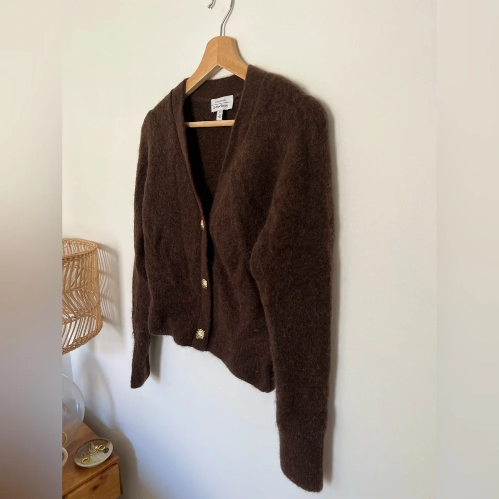 & Other Stories ~ Gold Button Cardigan ~ Dark Brown - Picture 2 of 4